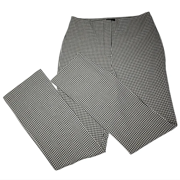 Nicole Miller Womens Pants Black And White Plaid High Waisted Split Leg Size 8 - Picture 5 of 15